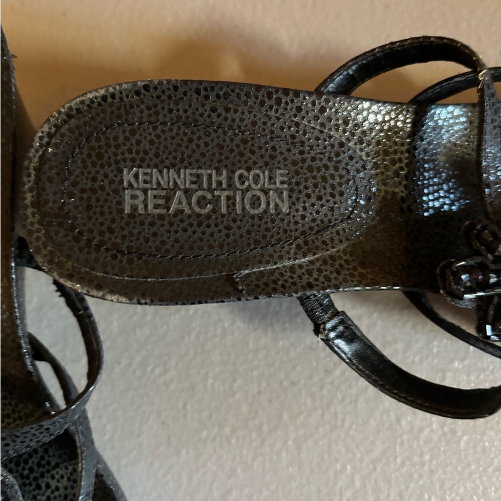 Kenneth Cole Reaction Black Embellished Sandals - Picture 3 of 7